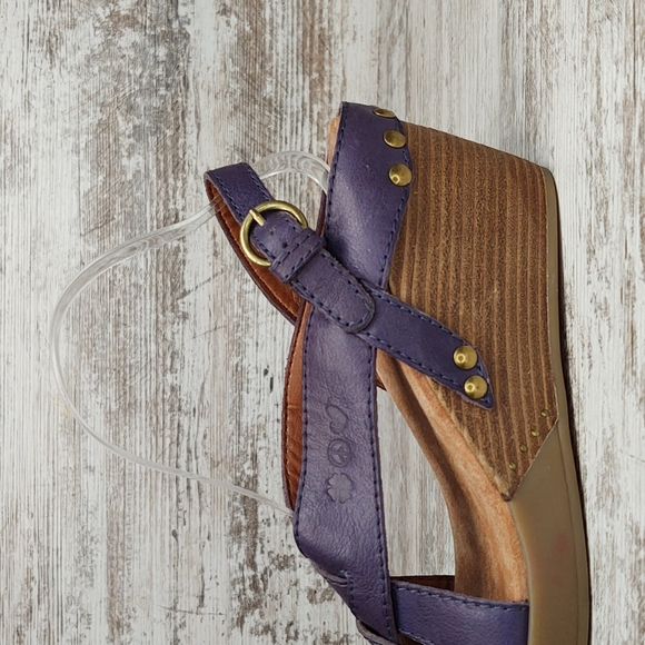 🟥NWOT Lucky Brand Bree Purple Leather Strappy Platform Wedge Sandal - Picture 4 of 16
